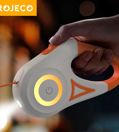 5M Automatic Retractable Dog Leash LED Luminous Leading Fashion Light Straps for Dog Puppy Pet Flexi Walking Running Lead