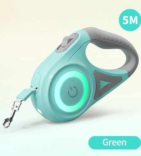 5M Automatic Retractable Dog Leash LED Luminous Leading Fashion Light Straps for Dog Puppy Pet Flexi Walking Running Lead